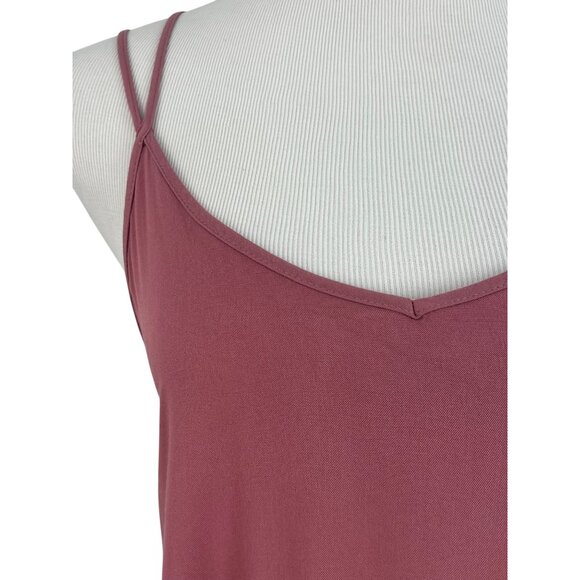 Free People Mauve Pink Frayed Hem Asymmetrical Spaghetti Strap Boho Slip Dress - Picture 4 of 16